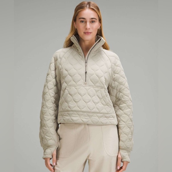 Lululemon  Sz XS/S Scuba Oversized Quilted Half Zip in Riverstone NWT - Picture 1 of 11